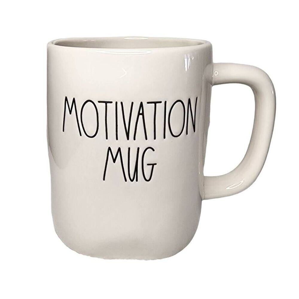 Rae Dunn Coffee Mugs, "Motivation" Artisan Ceramic Drinking Cup